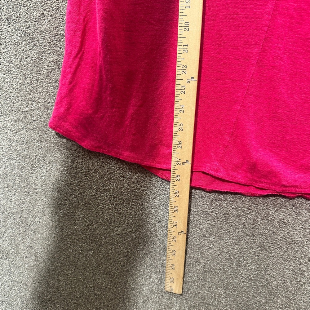 Tahari Blouse Top Women 2X Pink 100% Linen V Neck‎ Short Sleeve T-Shirt - Picture 7 of 11
